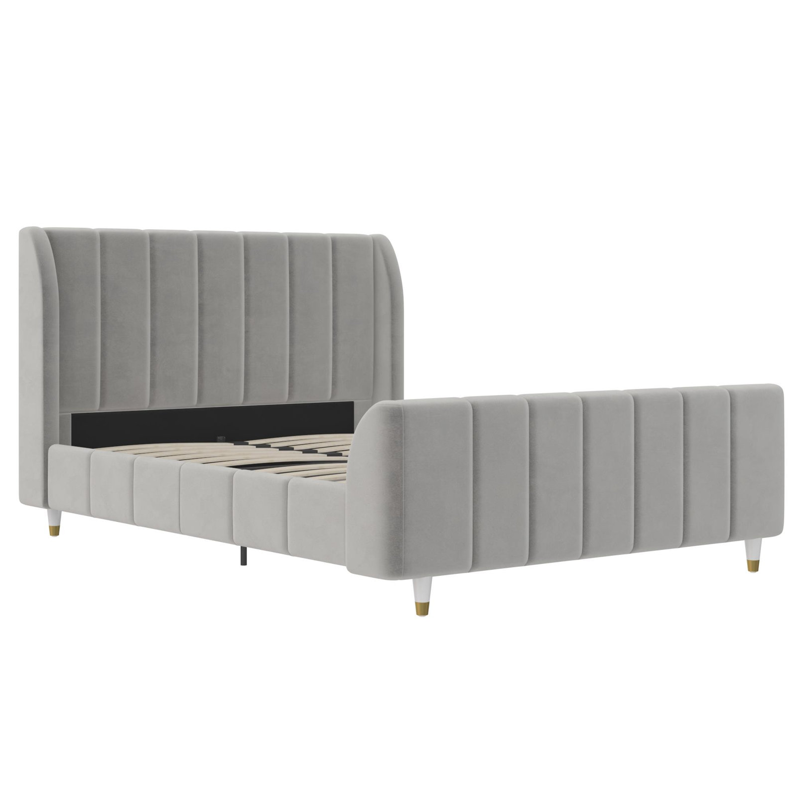 Ricketts Full Upholstered Platform Bed, Gray, Full/Double