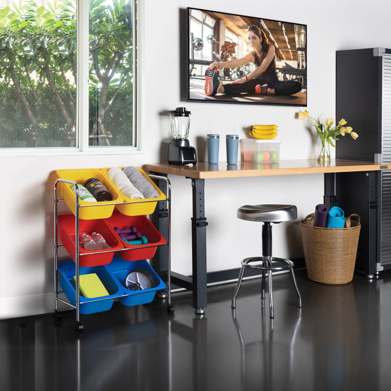 Multicolor 6-Bin Rolling Utility Organizer Storage Cart