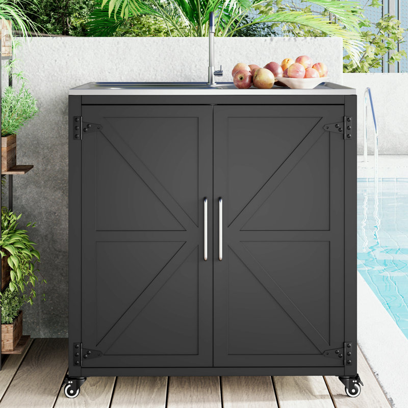 Îlot de cuisine avec roulettes et deux portes