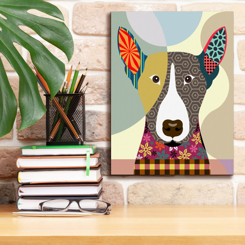 «Bull Terrier Dog» par Lanre Adefioyue, H 16 po x l 12 po x P 0,75 po
