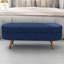 Banc de rangement ovale bleu 43,5 po x 16 po x 16 po, pieds en bois d'hévéa, repose-pieds et siège alternatifs, espace, assemblage simple, ornement en tissu plissé, - Matériau avec housse, ou fonction, caractéristique, rapide