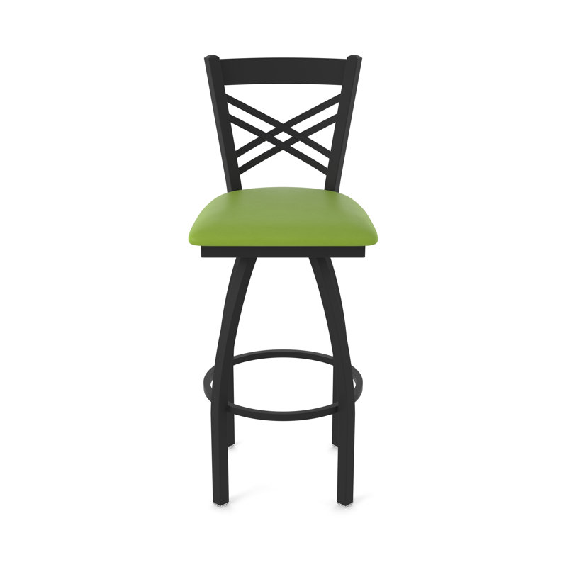 820 Catalina Swivel Stool, Black Wrinkle, Vinyl-Canter Kiwi Green, Extra Tall (36" Seat Height)