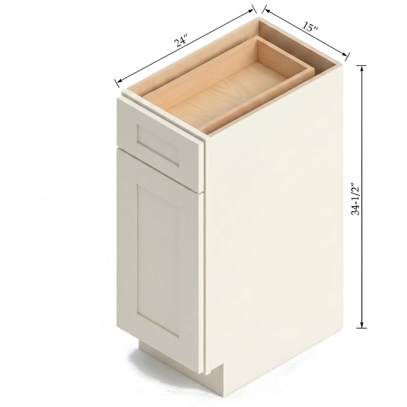 15" Soft White Shaker Ready-to-Assemble Base Cabinet with Solid Wood Doors and Soft-Close Dovetail Drawers