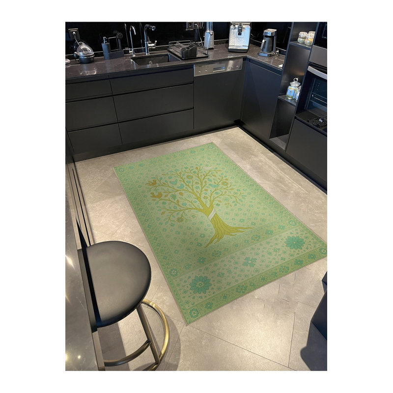 Tapis gris tissé à motif floral lavable Mosso, 3'3" x 6'7"