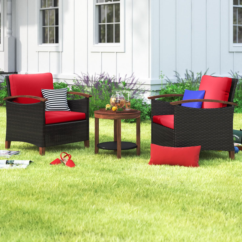 Abbigal 2 - Person Patio Conversation Set with Cushions, Red