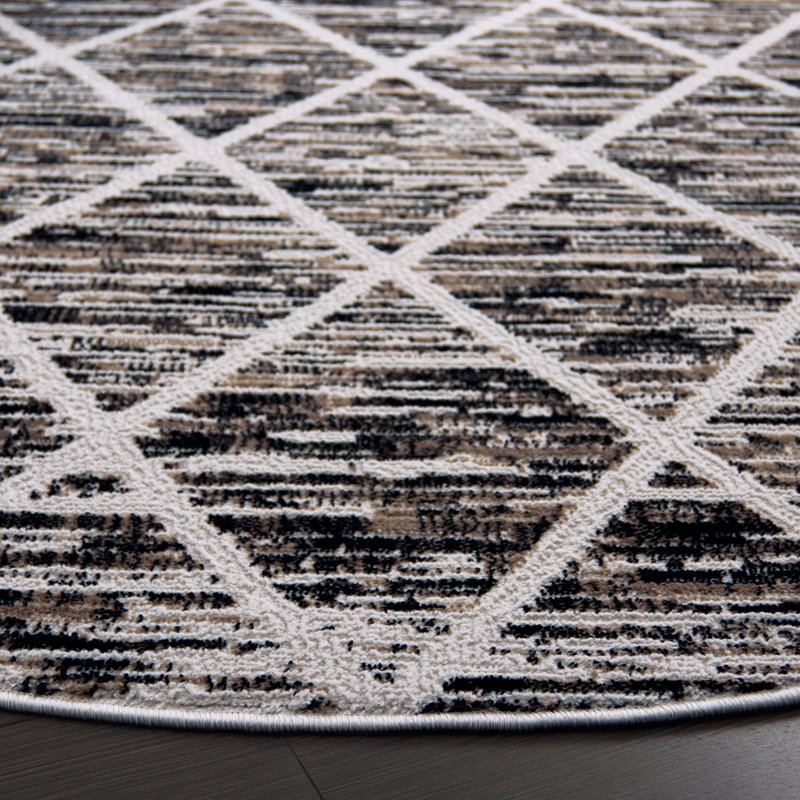 Mila 240 Performance Geometric Rug, Round 6'7"