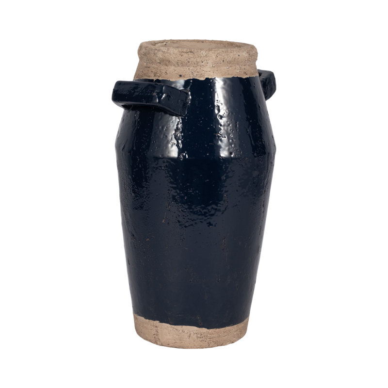 Handmade Ceramic/Porcelain Table Vase, Overall Height- 14" H, Blue/Tan