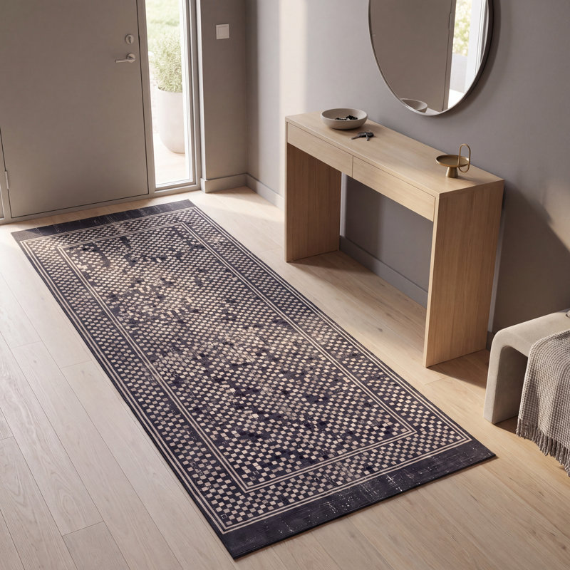 Tapis Sycamore2 moderne à motif mosaïque mouchetée abstraite grise et noire, lavable à la machine, antidérapant, à poils courts, pour l'intérieur et l'extérieur, adapté aux animaux domestiques, idéal pour le salon, la chambre, la salle à manger, l'entrée, le couloir ou le bureau.