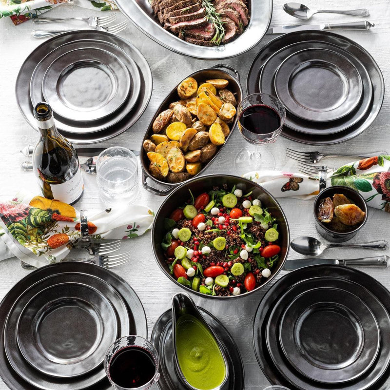Pewter Stoneware 4 - Piece Place Setting