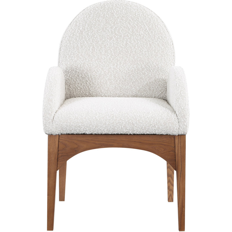 Waldorf Fabric Arm Chair Dining Chair, Cream Boucle Fabric, Walnut