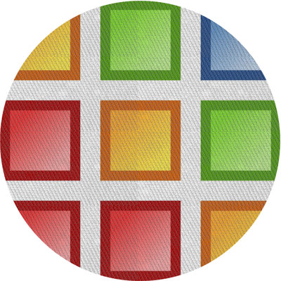 Tapis rouge/jaune/vert à motifs