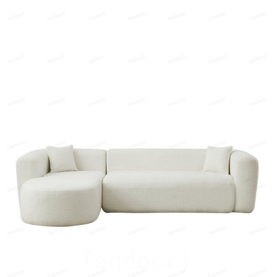 Canapé modulaire modulaire de luxe avec dossier incurvé de luxe, deux coussins décoratifs en tissu de chenille, canapé minimaliste confortable en forme de L (chaise gauche)
