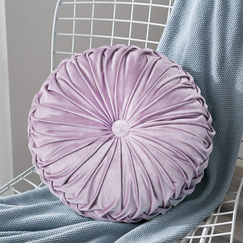 Velvet Round Throw Pillow, Light Purple