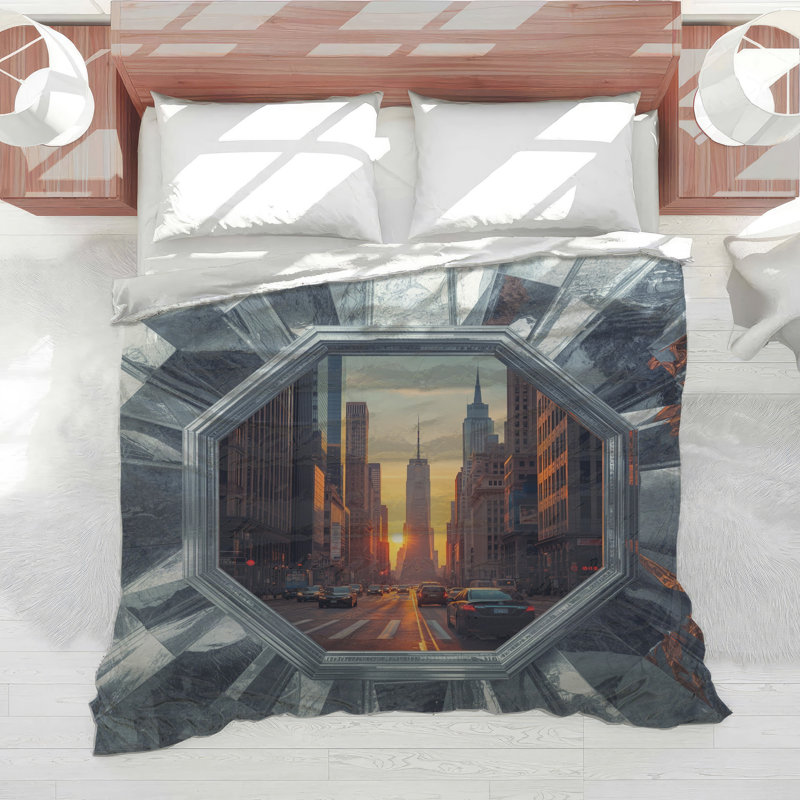 City Sunset Skyline Comforter, Queen