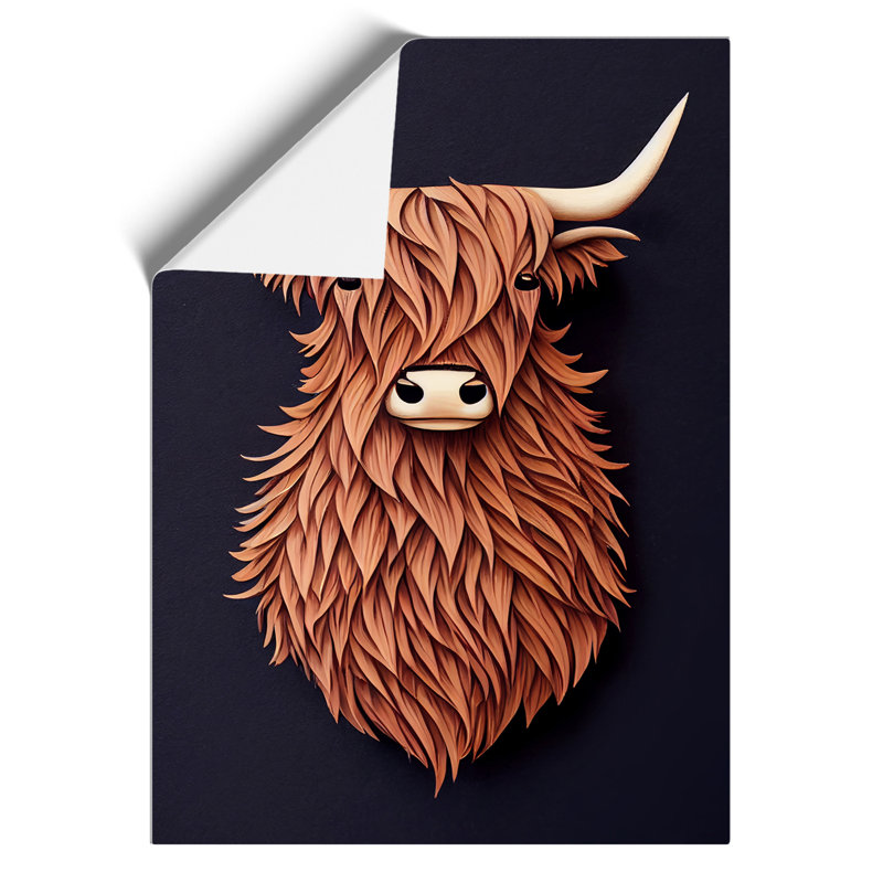 Bust of a Highland Cow - Wall Art, Paper, 42cm H x 29.7cm W, No Matte