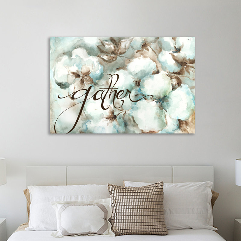 « coton bolls gather », impression sur toile tendue, H 32 po x l 48 po x P 1,5 po