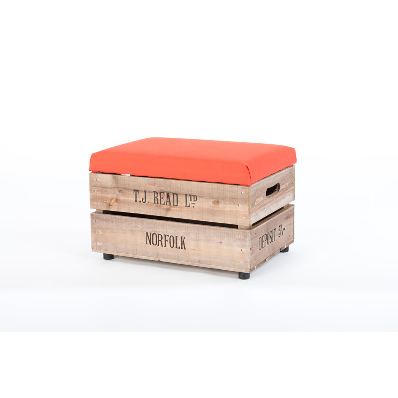 Edmonson Upholstered Outdoor Ottoman, Red