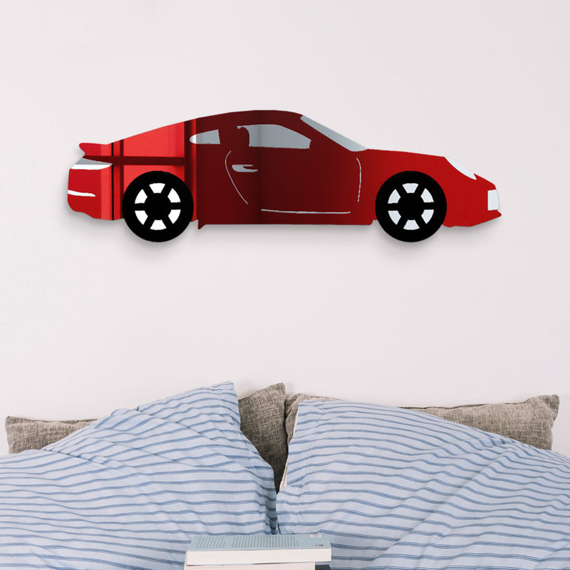 Art mural miroir de voiture de sport, Rouge, H 14 po x l 32 po x P 1 po