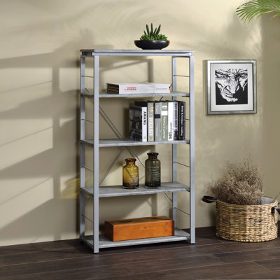 Faux Concrete & Silver Finish Bookshelf