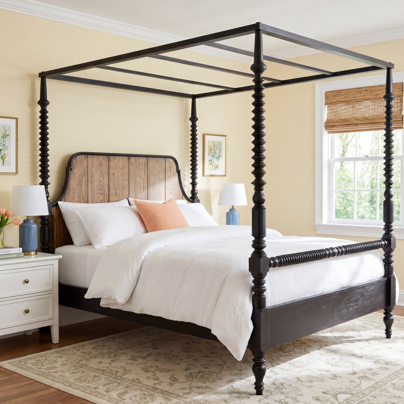 Country Living Canopy Oak Bed, Queen