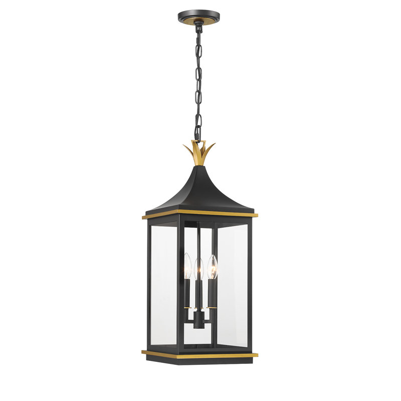Luminaire suspendu d'extérieur noir mat 3 lumières Meggett