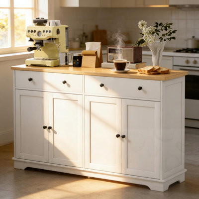 Sideboard With Storage Drawers And Adjustable Shelves