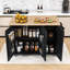 Chariot pour îlot de cuisine roulant Erela Farmhouse avec abattant et supports de rangement internes-1945059349
