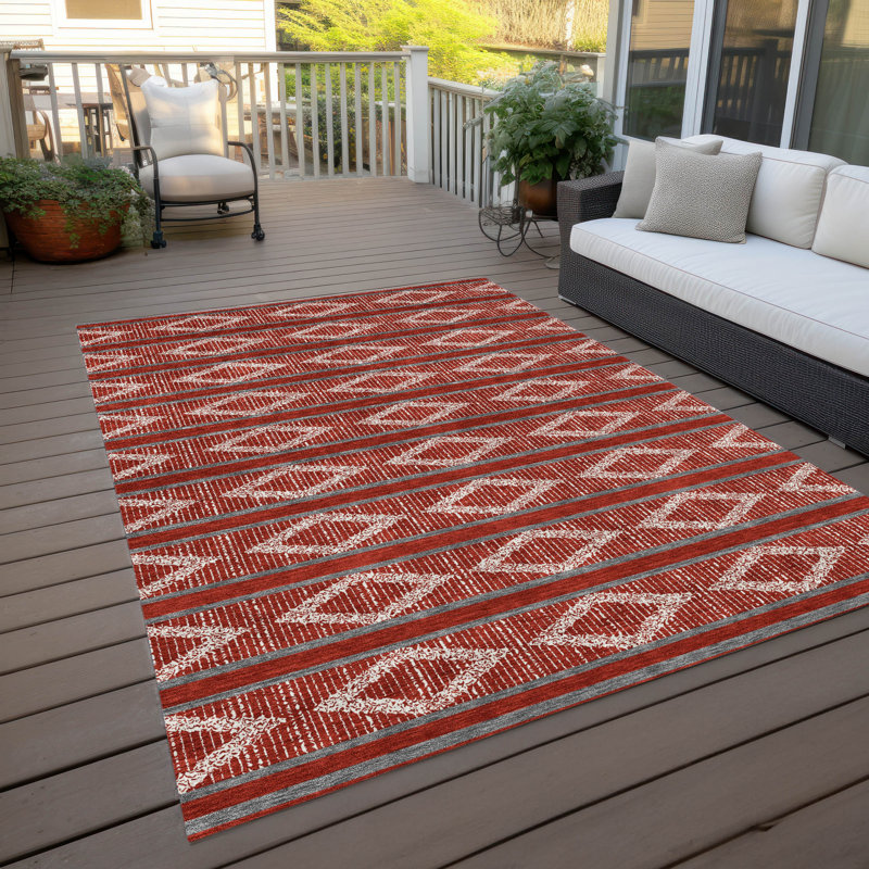 Tapis intérieur / extérieur rouge lavable Lume , 9 pi x 12 pi