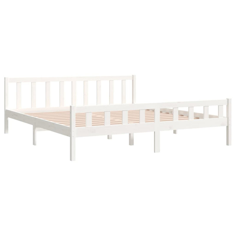 Bed Frame Solid Wood, White, European Kingsize (160 x 200 cm)
