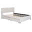 Lit plateforme tapissier avec tête de lit à motif brique, avec gigogne et 2 tiroirs, tissu en lin-561210114-561210117