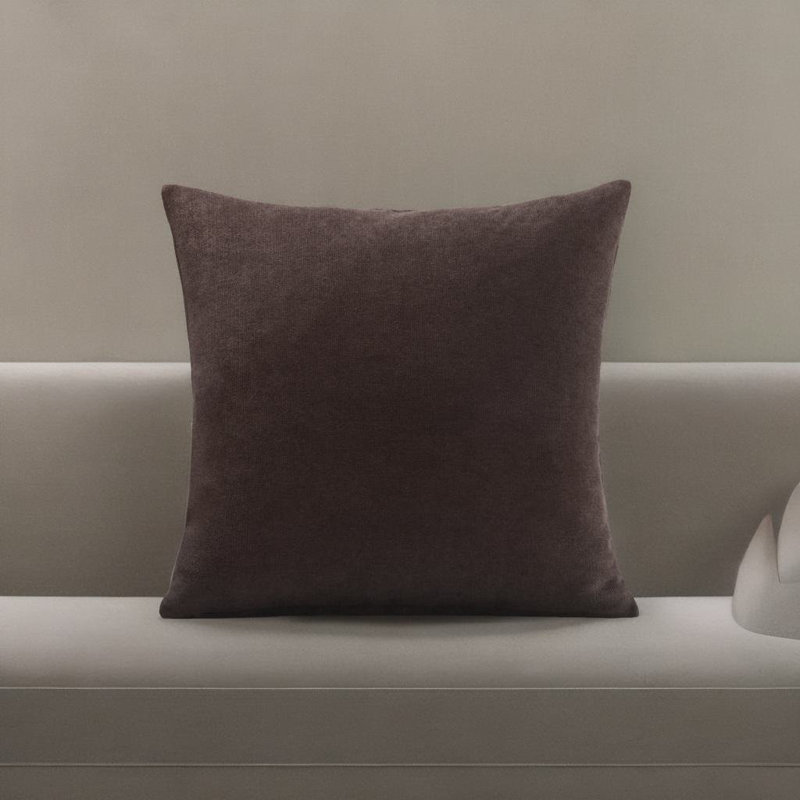 Velvet Feel Chenille Scatter Cushion Cover, Chocolate, 55 cm x 55 cm