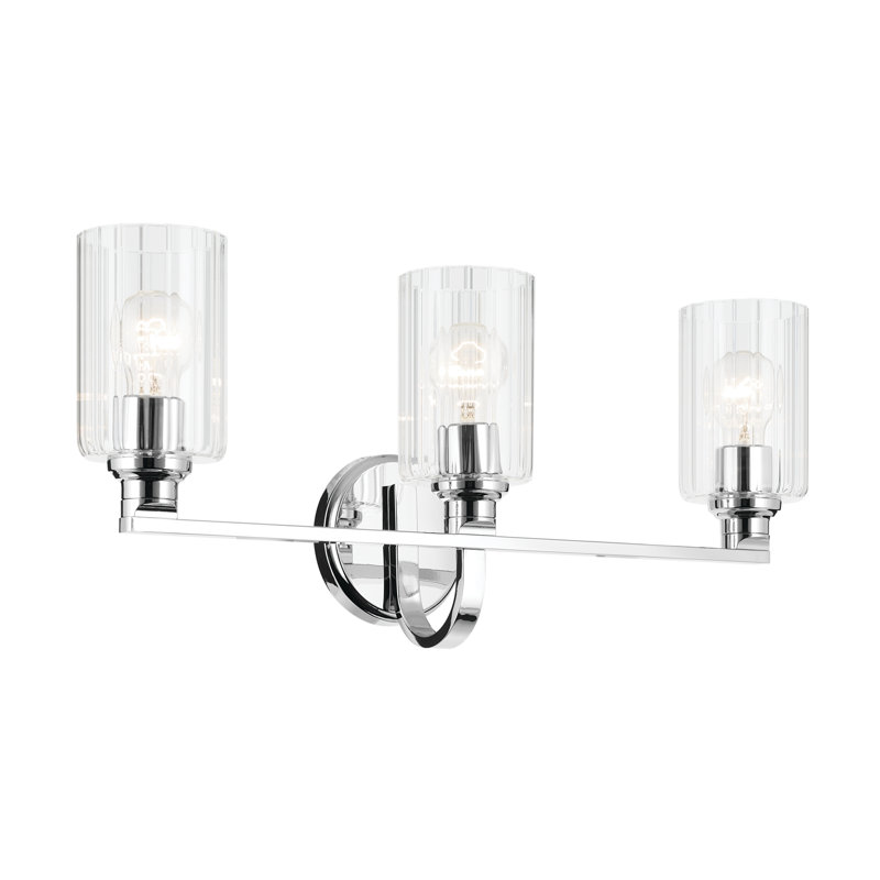 24.25" 3-Light Vanity Light with Glass, Clear, Chrome