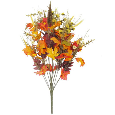 Primrue 1850983BB7B84C37B77B66159FDD8D5B- Artificial Autumn Flowers/ Pumpkins/Pinecone/Maple Leaves/Berries Fall Festive Harvest Display, 25", Gold/Orange Mix