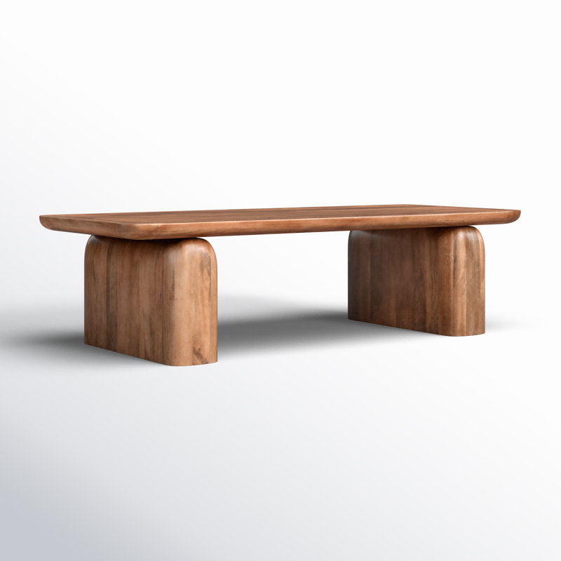 Chloe Solid Wood Sled Coffee Table, Brown