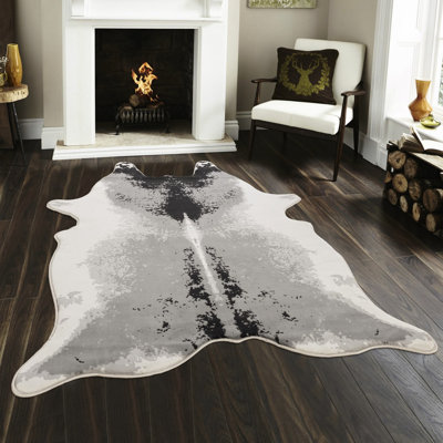 Tapis gris et argenté fabriqué à la machine, 100% velours, de style sauvage, adapté aux endroits très passants à poils irréguliers avec envers en jute, antitache