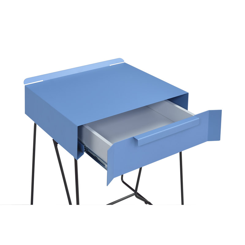 Table de bout de style traîneau avec rangement Isay, Bleu