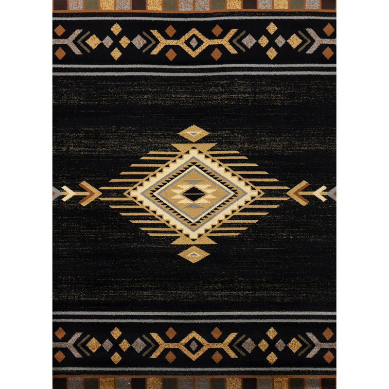 Area Rug In Black Color, 5.25 Ft. X 7.25 Ft., Polypropylene, Stain , Homeware, Made Turkey Black, 5 3 In. 7 In., For Heavy Use,