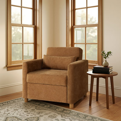 Serta Cooper 36" Wide Convertible Sleeper Chair with Pull-Out Trundle Bed and Accent Pillow