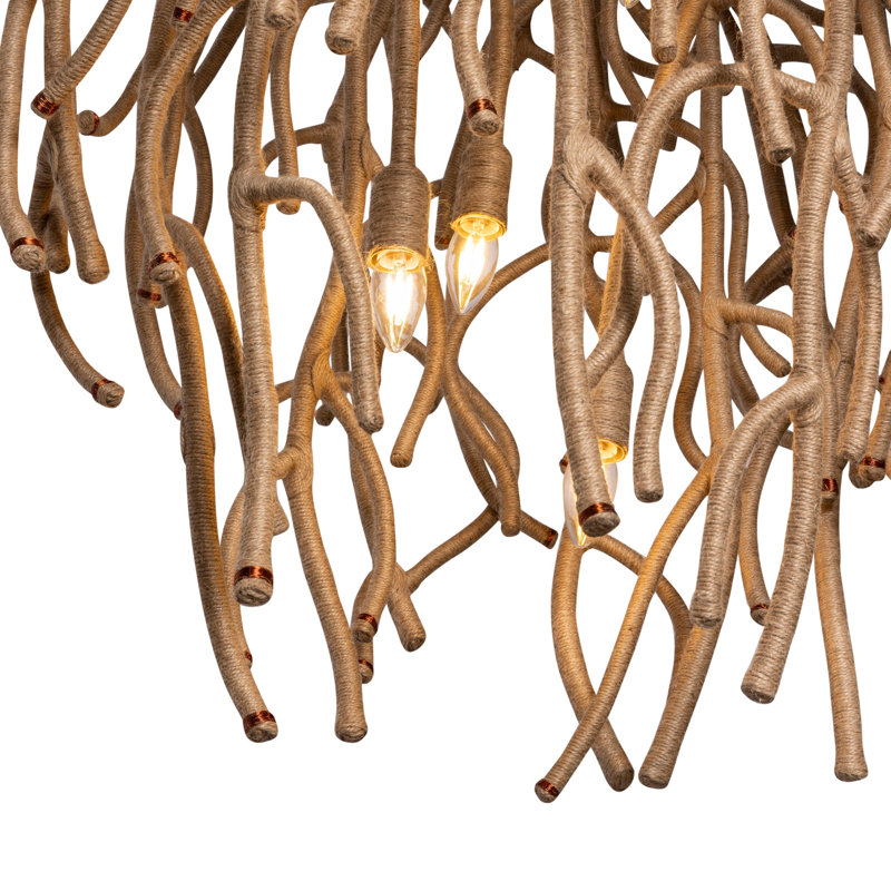 Jute Coral Chandelier - Ballito, 27.5" H x 27.5" W x 27.5" D, 3 Lights