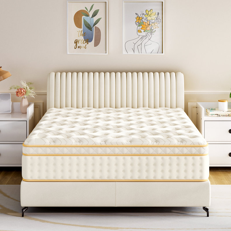 Matelas hybride à ressorts ensachés en mousse à mémoire de forme 10 po / 12 po dans une boîte à soulagement de la pression mi-ferme pour isolement de mouvement CertiPUR-US