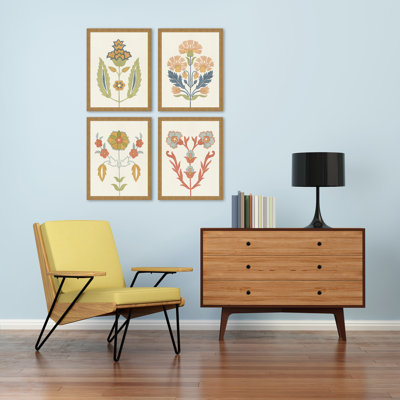 " Folk Flourish S/4 " 4 - Pieces