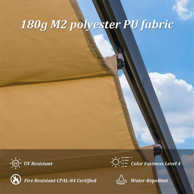 Outdoor Retractable Pergola With Weather-Resistant Sun Shade Canopy, Aluminum Pergola Gazebo For BBQ, Party, Wedding, Patio, Backyard, Deck, Garden