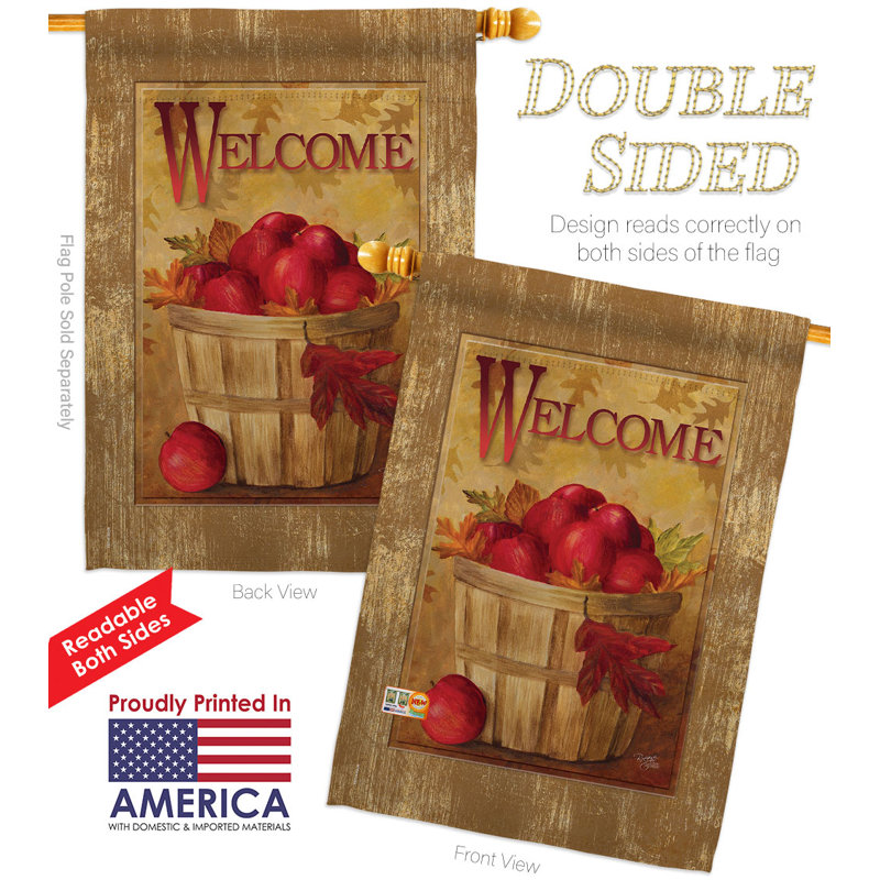 Drapeau de maison Welcome Apple Basket 2-Face