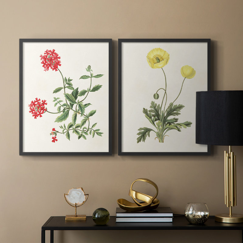 «Flowers of the Seasons», impression encadrée de qualité supérieure - prête à être accrochée - aucun clou requis - aucun clou requis