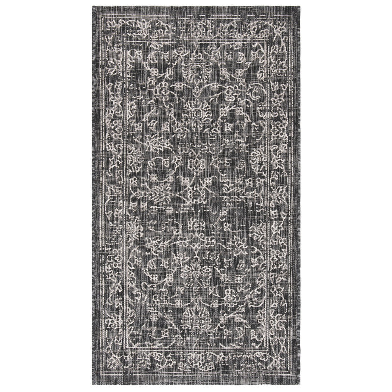 Tapis d'intérieur / extérieur Amedee Performance, Rectangle 4 pi x 5 pi 7 po, Black/Ivory