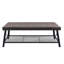 Table basse capitonnée en similicuir avec support de rangement en filet