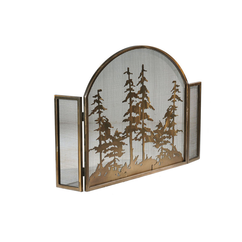 Pare-étincelles 3 panneaux Tall Pines, H 30 po x l 50 po, Cuivre antique