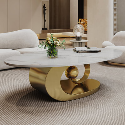 Table basse moderne en faux marbre