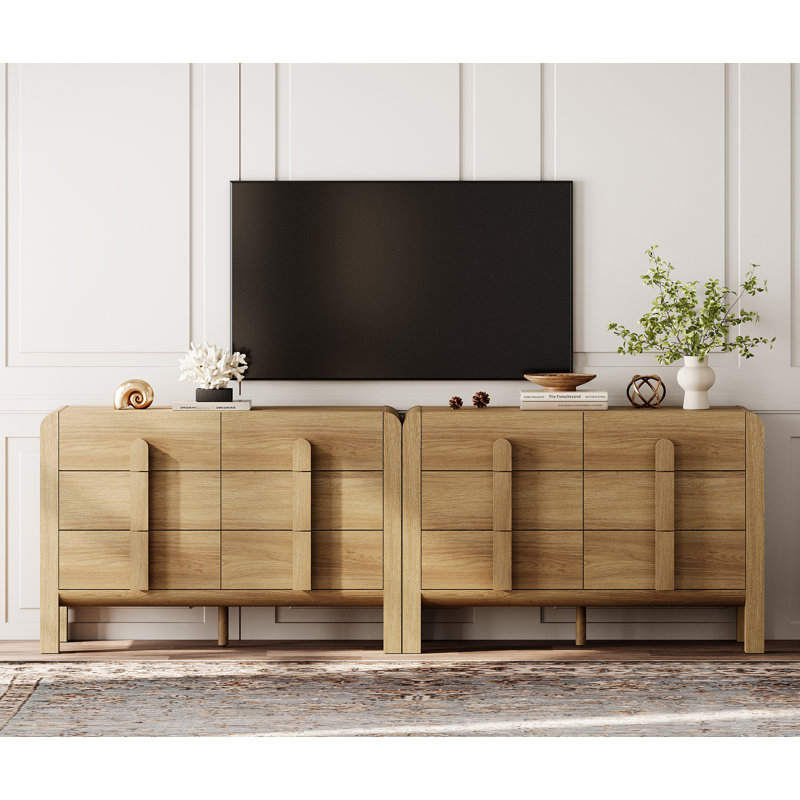 Adora Modern Dresser TV Stand For Tvs Up To 100 Inch, Cruved Entertainment Center, Wood TV Console With Storage For Living Room