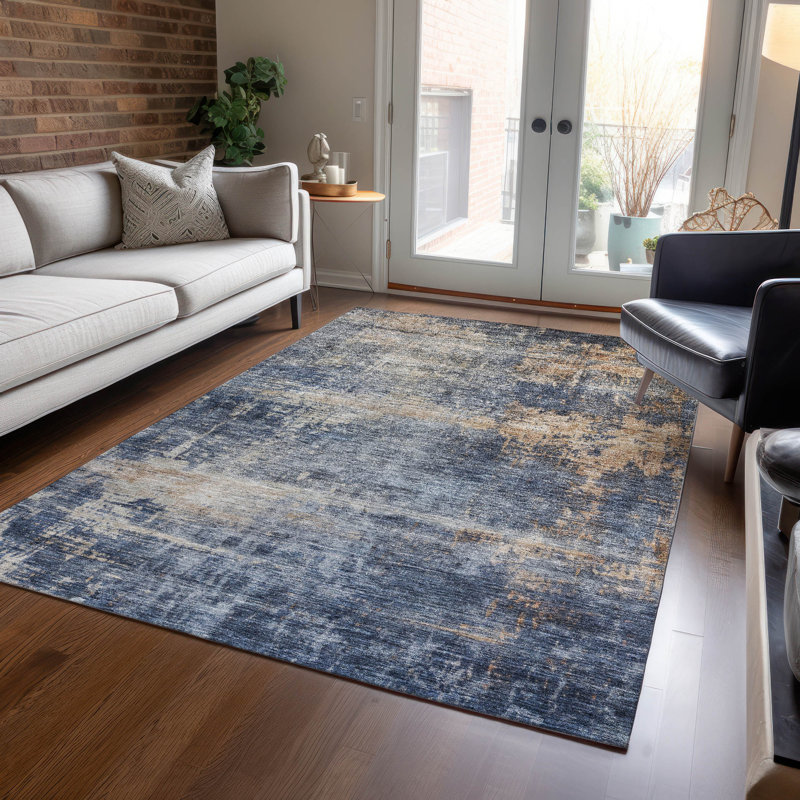 Roumiya Blue Washable Indoor-Outdoor Rug - , 8' x 10'